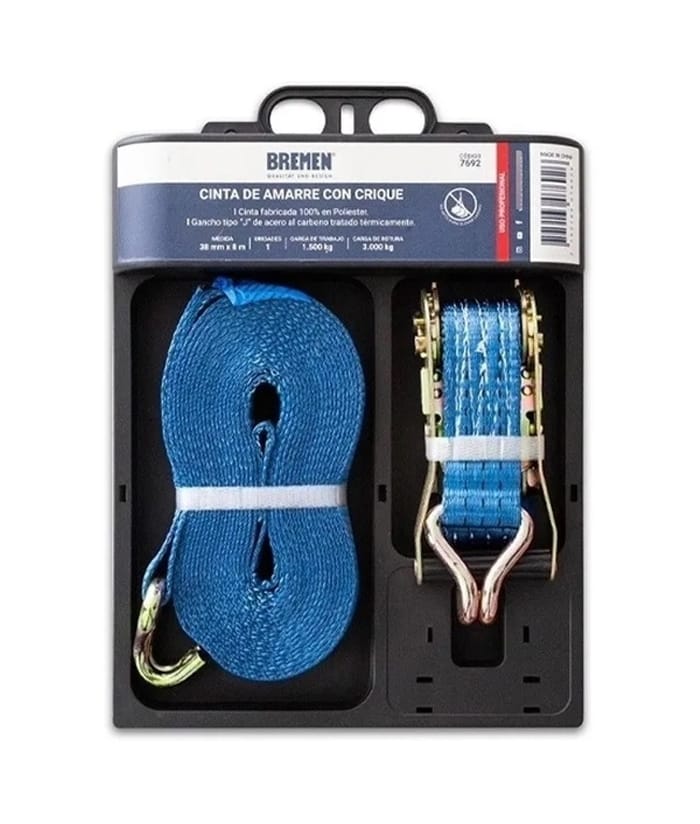 CINTA DE AMARRE C/ CRIQUE 8m x 38 mm 7692 x U