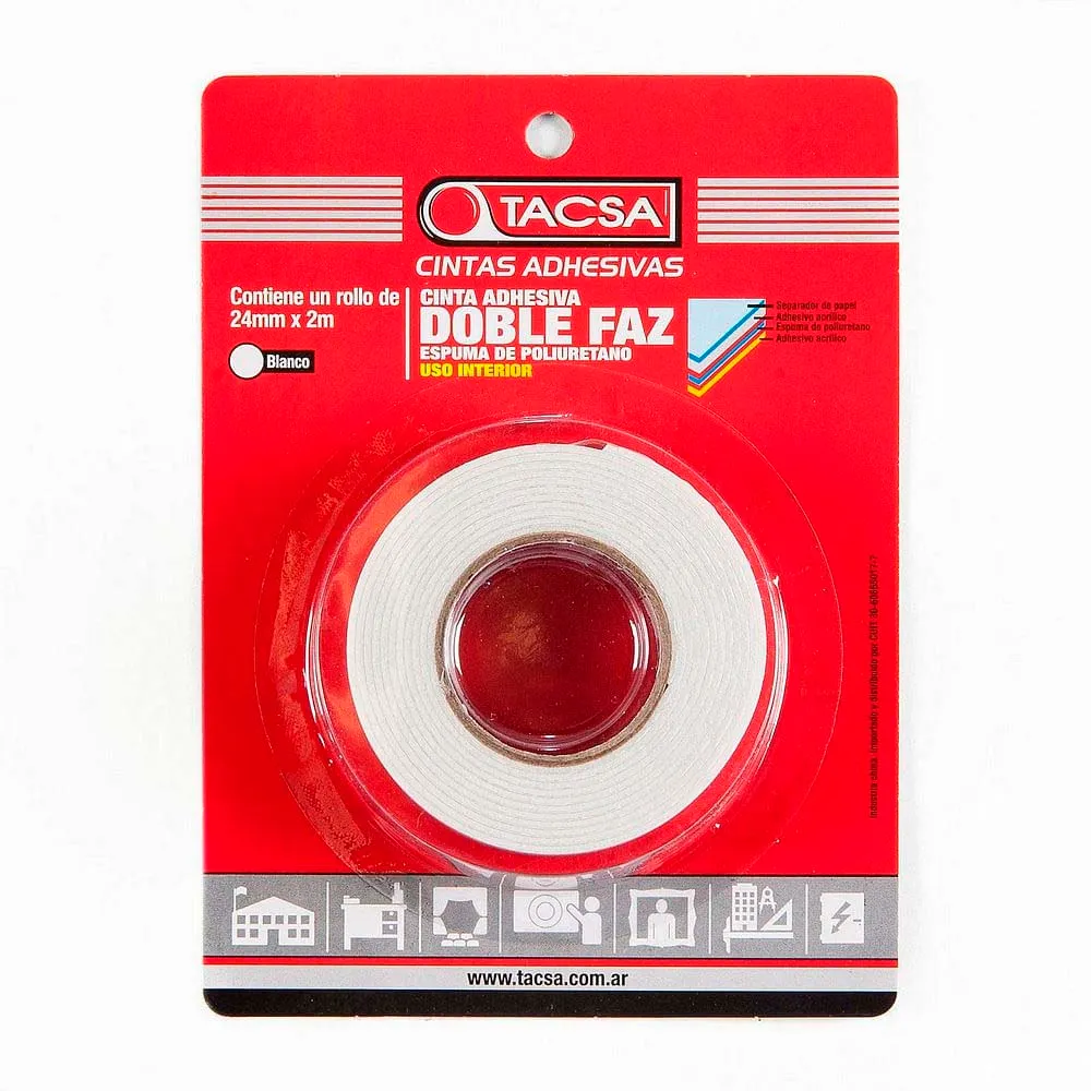 CINTA DOBLE FAZ TACSA 24mm x 2m