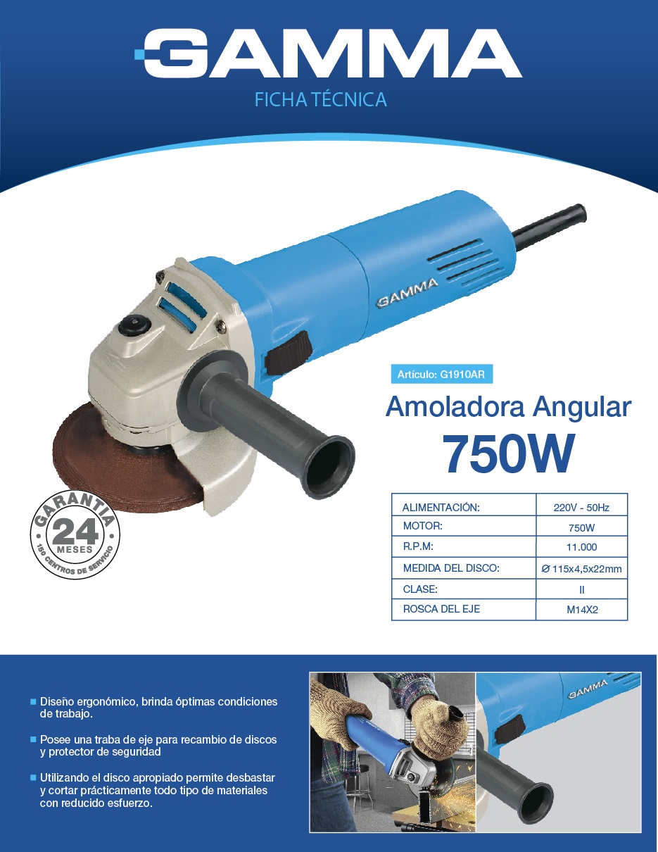 AMOLADORA  ANG. GAMMA 750 W DA 20001