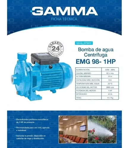 BOMBA GAMMA CENTRIFUGA EMG98 1 HP