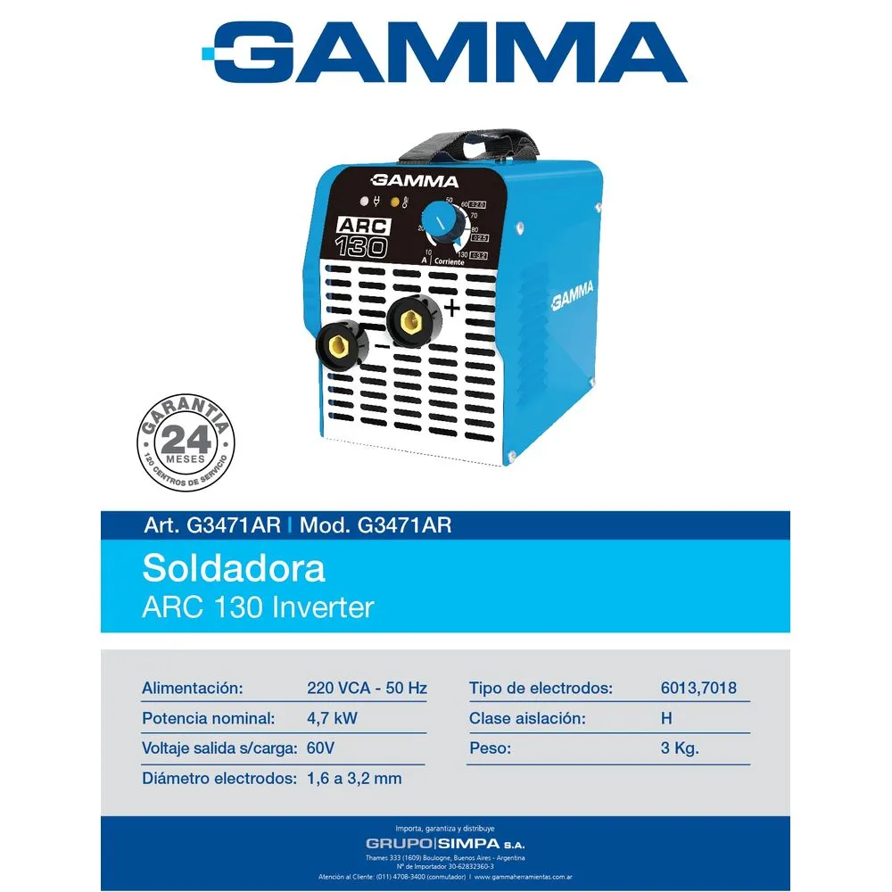 SOLDADORA INVERTER GAMMA ARC 130