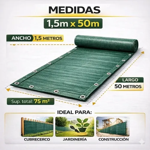 LONA CUBRE CERCO C/OJALES 1.5 x  MT